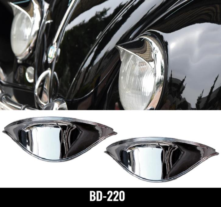 VW Koplamp Wenkbrauw Set Messing & Drievoudig Chrome Kever T, Auto diversen, Auto-accessoires, Nieuw, Ophalen of Verzenden