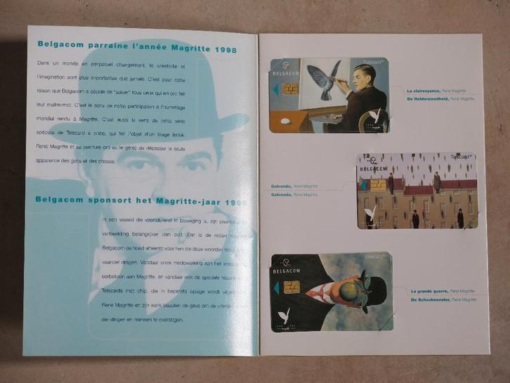 3 telefoonkaarten Belgacom Magritte beperkte oplage telecard, Verzamelen, Telefoonkaarten, Ophalen of Verzenden