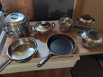 Set potten pannen, Huis en Inrichting, Keuken | Potten en Pannen, Ophalen, Inox, Gebruikt, Keramische plaat