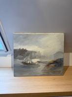 Origineel schilderij „Haven” — Herman Hertogs — Olieverf op, Ophalen of Verzenden
