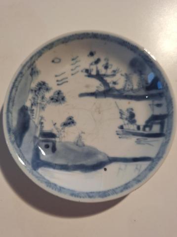 Chinees porseleinen bordje, blauwwit van de 18e eeuw