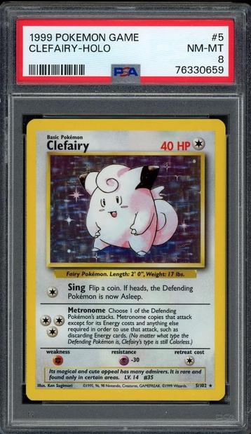 Clefairy Holo PSA 8 - 5/102 - Base Set 1999 beschikbaar voor biedingen