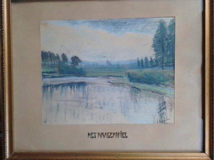 Bertha Schiltz 1901 - 1990 Aquarel  Kragenwiel Bornem, Antiek en Kunst, Kunst | Schilderijen | Klassiek, Verzenden