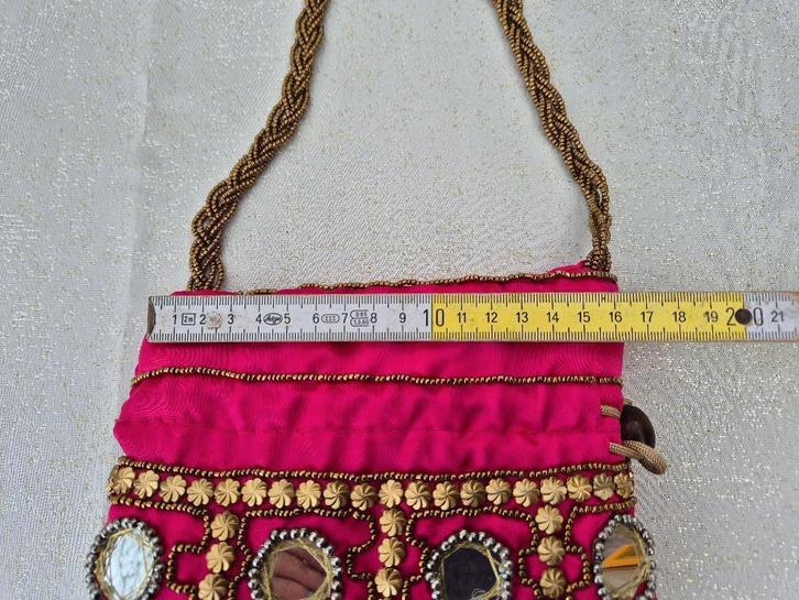 Schoudertasje satijn fuchsia met spiegeltjes, Kinderen en Baby's, Kindermode-accessoires, Ophalen of Verzenden