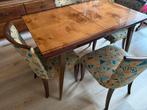Art deco vintage tafel 120x80cm + 6 stoelen 100 euro, Ophalen