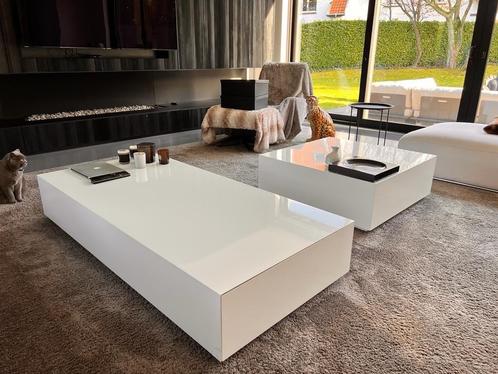 3 luxe wit gelakte design woonkamertafels, Huis en Inrichting, Tafels | Salontafels, Zo goed als nieuw, 75 cm of meer, Rechthoekig