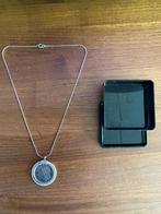 Sterling zilverenKetting met Zilveren krans en munt., Met hanger, Verzenden, Zo goed als nieuw, Zilver