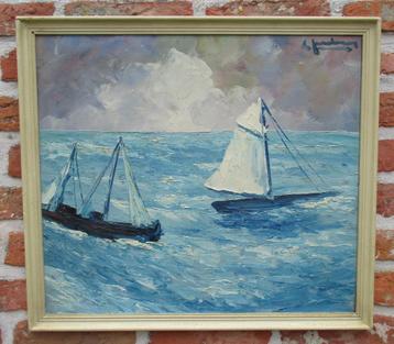 Leo Jordaens ( 1944 - 2000 ) Bootjes op zee 