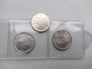 Lot 3x 1 frank zilver Frankrijk 1917 1918 1919 kwaliteit beschikbaar voor biedingen