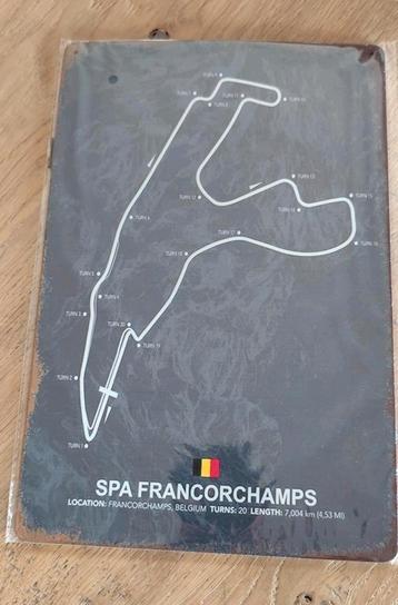 Metalen platen van het Circuit de Spa Francorchamps.20€... beschikbaar voor biedingen