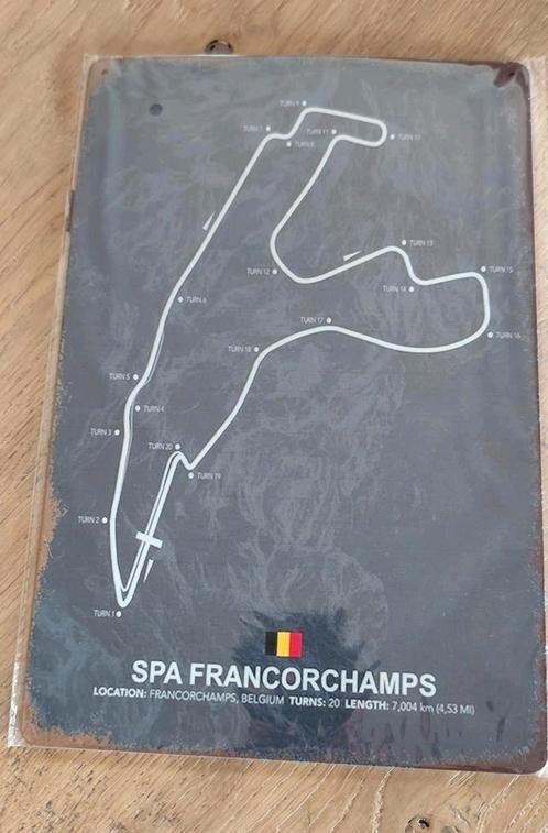 Metalen platen van het Circuit de Spa Francorchamps.20€..., Verzamelen, Automerken, Motoren en Formule 1, Nieuw, Ophalen of Verzenden