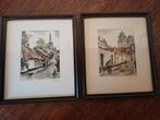 2 ingelijste etsen van Roger Hebbelinck (1912-1987), Ophalen of Verzenden