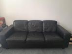 Zwarte zetel - leder 200x82x60, Huis en Inrichting, Ophalen, Gebruikt, 150 tot 200 cm, Driepersoons