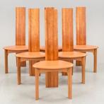 cirkante tafel met 8 Iris stoelen, Vijf, Zes of meer stoelen, Vintage, post-mid-century, Gebruikt, Hout