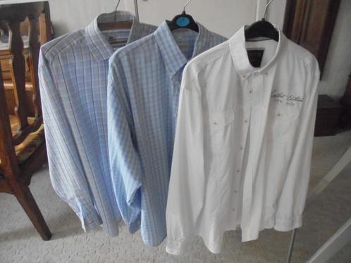3 CHEMISES"homme" bleu et blanc T.M.PARF.ETAT, Kleding | Heren, Overhemden, Zo goed als nieuw, Halswijdte 41/42 (L), Blauw, Ophalen