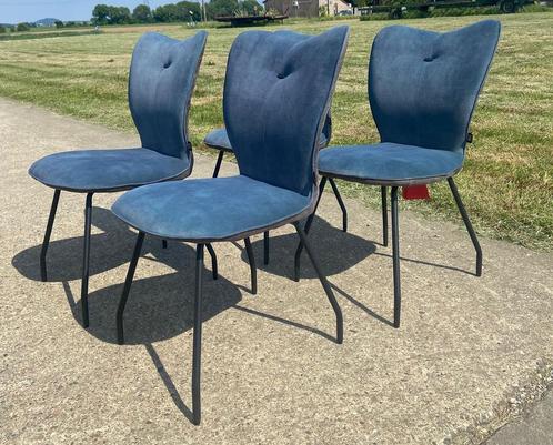 Laatste 4 showroomstoelen – Henders & Hazel in petrol blauw!, Huis en Inrichting, Stoelen, Zo goed als nieuw, Vier, Stof, Blauw