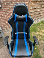 Zwart/blauw lederen gamestoel/ bureaustoel, Huis en Inrichting, Bureaustoelen, Ophalen, Gebruikt, Blauw, Bureaustoel