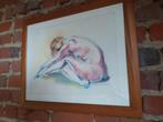 3 originele pasteltekeningen. Ingelijst.  Prijs per stuk., Antiek en Kunst, Ophalen of Verzenden