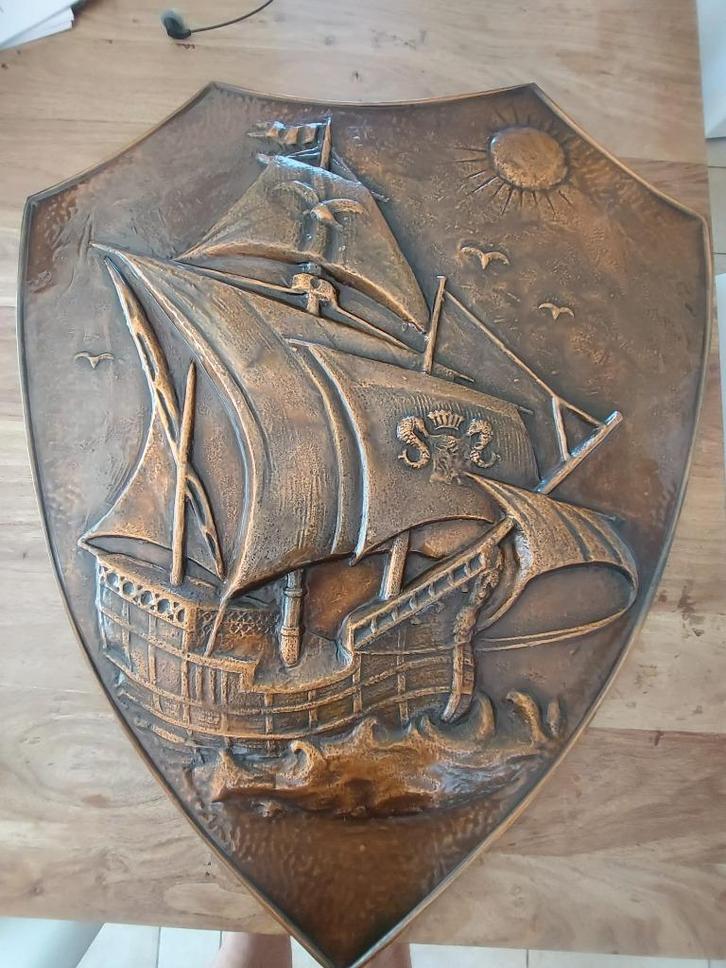 Decoratief wandpaneel uit koperlegering 60cm-80cm, Antiek en Kunst, Kunst | Overige Kunst, Ophalen of Verzenden