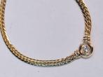 18 kt massieve gouden ketting met diamant 0,26kt, Handtassen en Accessoires, Kettingen, Ophalen of Verzenden, Zo goed als nieuw