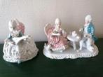 2 porseleinen beeldjes met vergulding, kant Dresden, Verzamelen, Beelden en Beeldjes, Ophalen, Zo goed als nieuw
