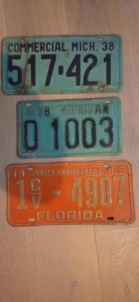 3 Vintage nummerplaten VSA, Verzamelen, Automerken, Motoren en Formule 1, Gebruikt, Auto's, Ophalen of Verzenden