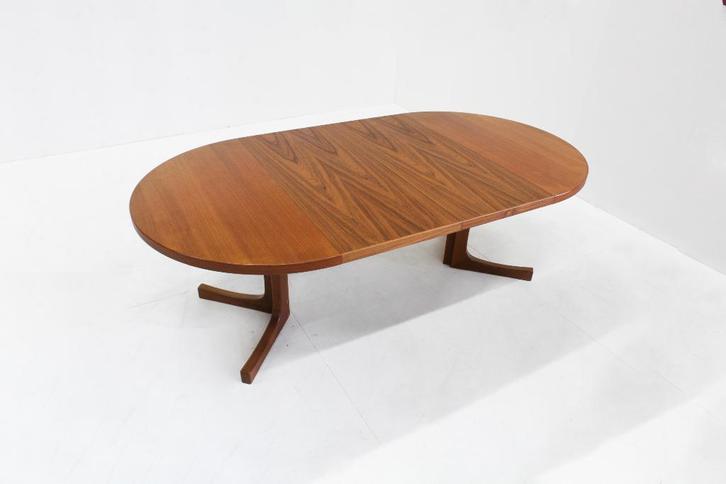 Vintage Deense ronde uitschuifbare eettafel teak jaren 60, Antiek en Kunst, Antiek | Meubels | Tafels, Ophalen