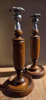 Antieke Arts en Crafts eiken kandelaars, Antiek en Kunst, Ophalen of Verzenden