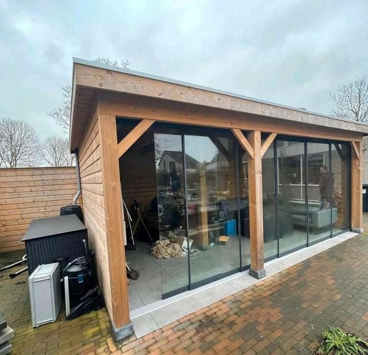Glazen Schuifwanden / Veranda / Overkapping of Terras, Tuin en Terras, Overkappingen, Zo goed als nieuw, Veranda, Ophalen of Verzenden