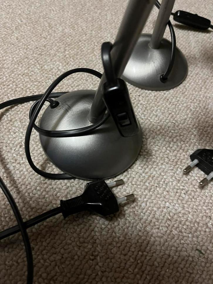 2 tafellampen met schakelaar met bijhorende lampenkappen, Huis en Inrichting, Lampen | Tafellampen, Zo goed als nieuw, Minder dan 50 cm