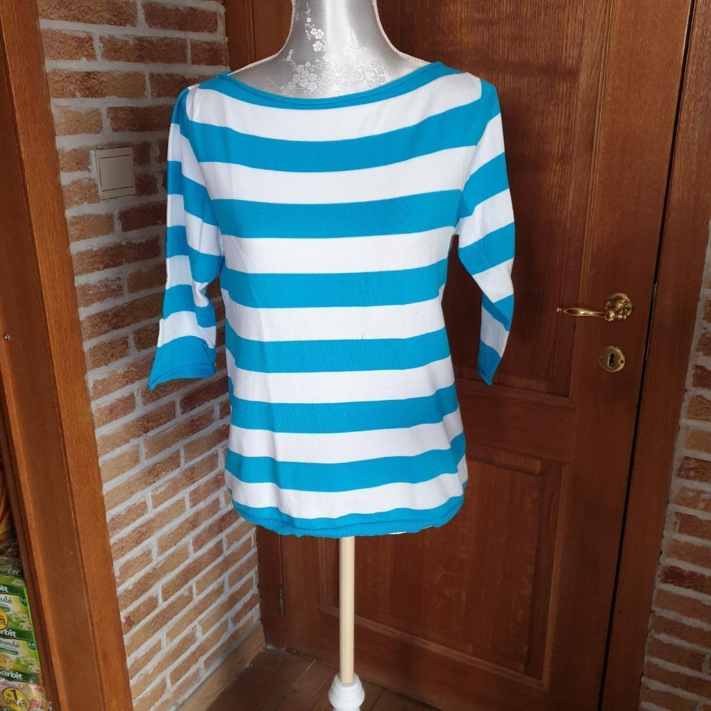 Pull Zara blanc ligné turquoise, Zara, Enlèvement, Taille 38/40 (M), Blanc