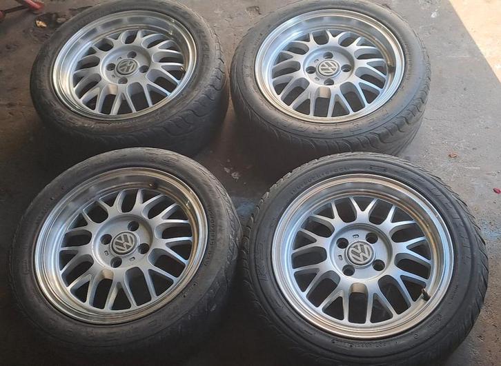 !A VENDRE - ECHANGE! Jante Alu "Look BBS" 4X100 - 195/50/15, Auto-onderdelen, Banden en Velgen, Banden en Velgen, Zomerbanden
