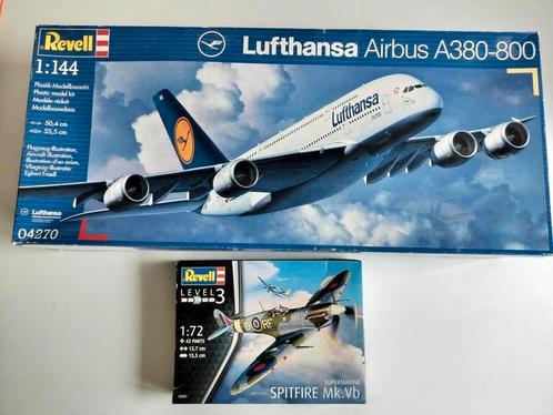 Revell Lufthansa Airbus A380-800 + Spitfire Mk.Vb, Hobby en Vrije tijd, Modelbouw | Vliegtuigen en Helikopters, Zo goed als nieuw