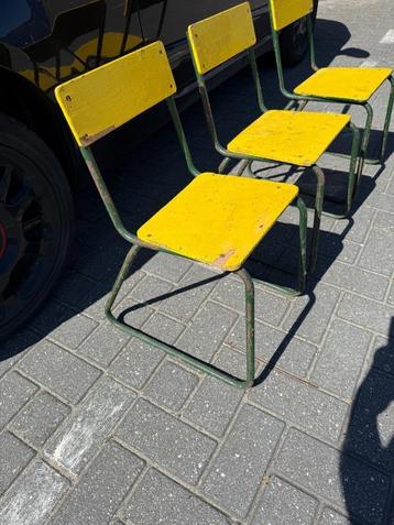 Vintage buisframe slede stoelen (kind) jaren 50 mid century, Huis en Inrichting, Stoelen, Ophalen, Gebruikt, Overige kleuren, Drie