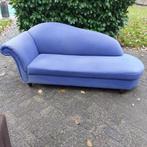 Blauwe canape / chaise longue / bankstel /bank met 1 leuning, 75 tot 100 cm, 125 cm of meer, Gebruikt, Stof