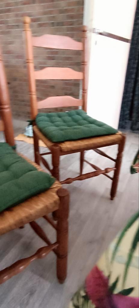 Lot de 6 chaises en chêne massif et assise en osier..., Huis en Inrichting, Stoelen, Eén, Hout, Ophalen