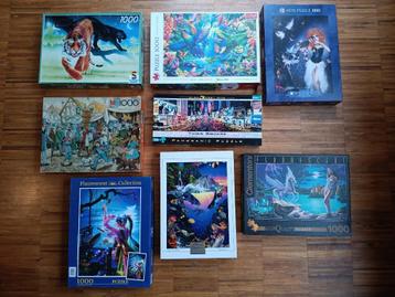 Set van 8 puzzels, 1000 stukjes beschikbaar voor biedingen