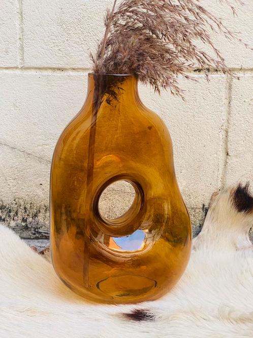 Amberkleurige vaas, Huis en Inrichting, Woonaccessoires | Vazen, Zo goed als nieuw, Ophalen of Verzenden