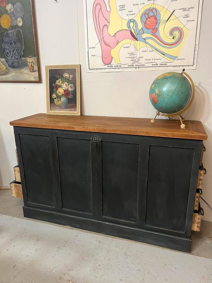 Antieke eikenhouten meubels met laden, Huis en Inrichting, Kasten | Dressoirs, Gebruikt, 100 tot 150 cm, 25 tot 50 cm, Eikenhout