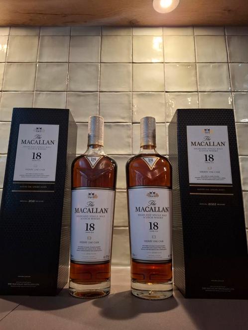 Macallan 18 Sherry Oak Cask 2021 & 2022, Verzamelen, Wijnen, Nieuw, Ophalen