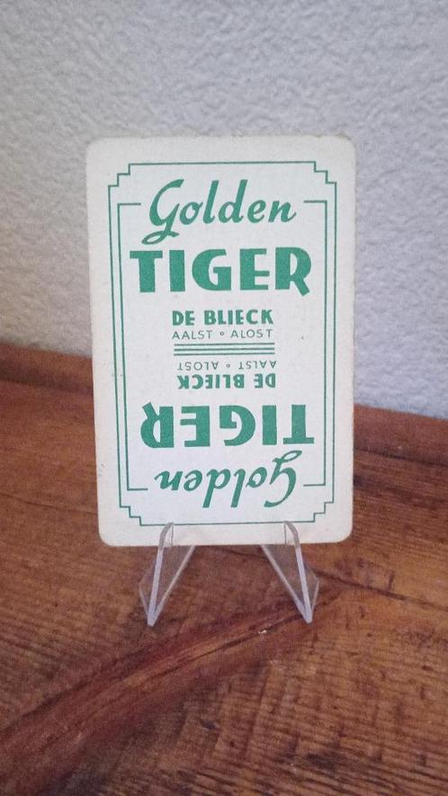 Brasserie bière ancienne carte à jouer Golden Tiger, Collections, Marques de bière, Utilisé, Panneau, Plaque ou Plaquette publicitaire