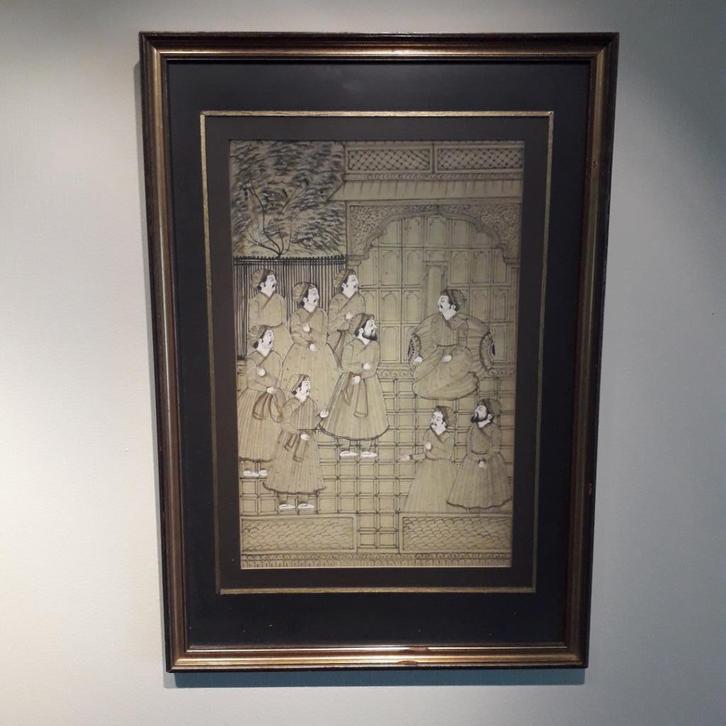 Historische Mughal handschilderij op zijde, Antiek en Kunst, Kunst | Schilderijen | Klassiek, Ophalen of Verzenden