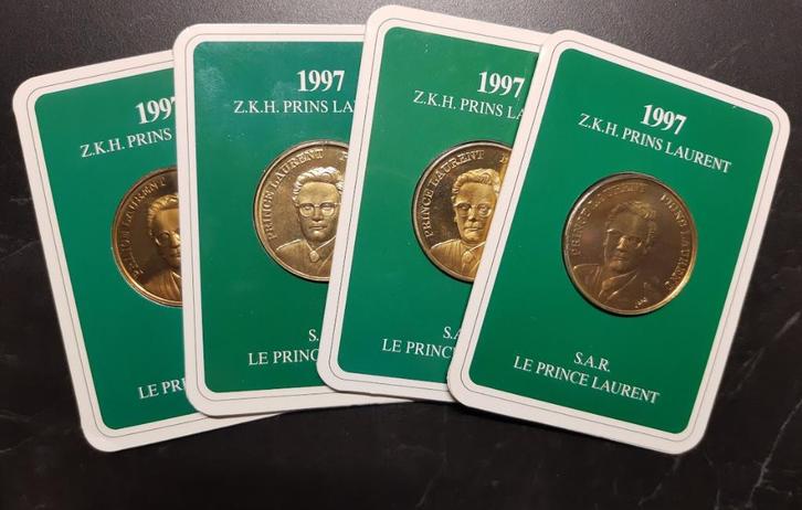 België Prins Laurent(4stuks)1997 (prijs=incl.verzending), Timbres & Monnaies, Monnaies | Belgique, Série, Envoi