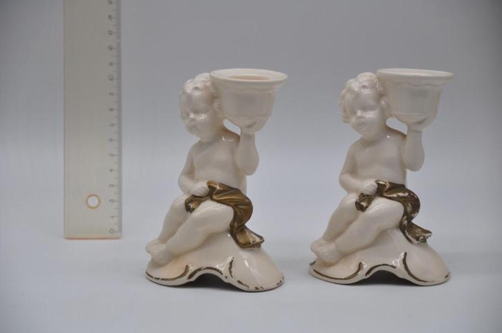 Hertwig & Co - putti - koppel kaarshouders, Antiek en Kunst, Antiek | Keramiek en Aardewerk, Ophalen of Verzenden