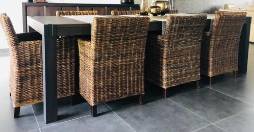 Eetkamerstoelen - rotan, Huis en Inrichting, Stoelen, Zo goed als nieuw, Vijf, Zes of meer stoelen, Riet of Rotan, Bruin, Ophalen