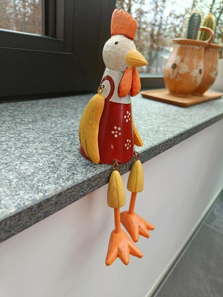 Paasdecoratie. Kip in ijzer en hout. Lengte: 22 cm., Diversen, Pasen, Gebruikt, Ophalen of Verzenden