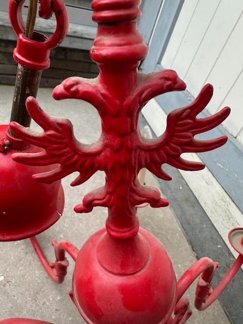Lustre à double aigle rouge à 8 branches, Maison & Meubles, Lampes | Lustres, Utilisé, Synthétique, Métal, Enlèvement