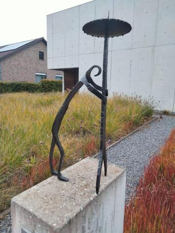 Vintage XL Brutalist design kandelaar smeedijzer beschikbaar voor biedingen