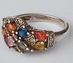 Ring, 925.Sterling zilver met Saffieren en Zirkonen., Handtassen en Accessoires, Ringen, Ophalen of Verzenden, Zo goed als nieuw