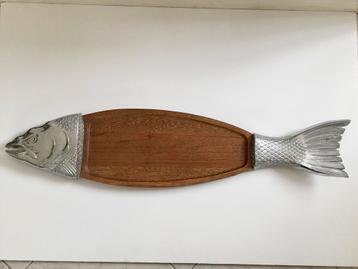 Vintage zalm vis dienblad XL verzilverd 90cm !